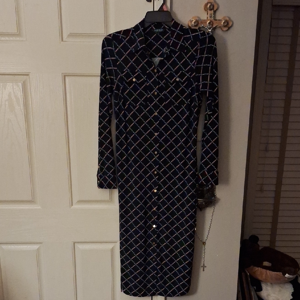 Laurwn Ralph Lauren Signature Navy and Red Vintage Dress